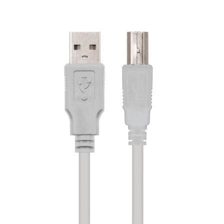 Cable USB 2.0 Impresora Nanocable 10.01.0104/ USB Tipo-B Macho - USB Macho/ 3m/ Beige