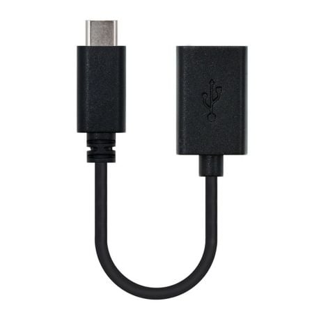 Cable USB 2.0 Nanocable 10.01.2400/ USB Tipo-C Macho - USB Hembra/ 15cm/ Negro