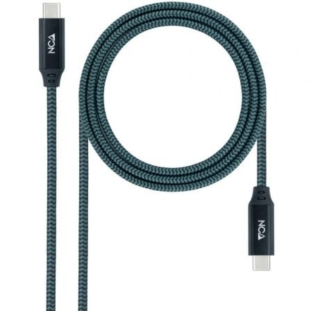 Cable USB 3.2 Nanocable 10.01.4301-COMB/ USB Tipo-C Macho - USB Tipo-C Macho/ 1m/ Gris y Negro