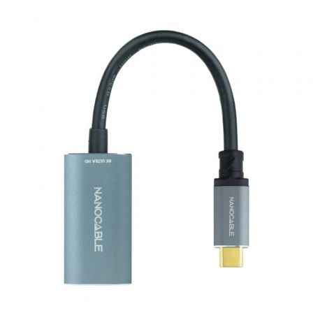 Cable Conversor Nanocable 10.16.4104-G/ USB Tipo-C Macho - Displayport Hembra/ 15cm/ Gris