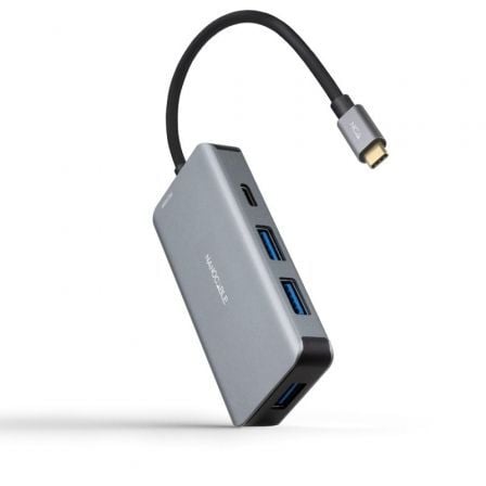 Hub USB 3.2 Gen1 Nanocable 10.16.1005/ 3xUSB/ 1xUSB Tipo-C/ 1xUSB Tipo-C PD