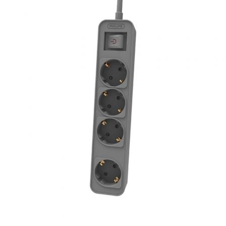 Regleta con Interruptor Philips CHP2144G/62/ 4 Tomas de corriente/ Cable 1.5m/ Gris