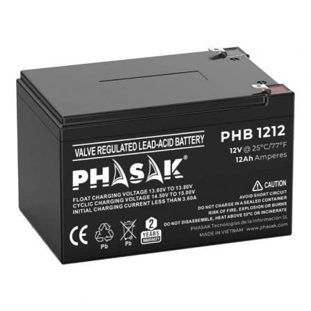 Batería Phasak PHB 1212 compatible con SAI/UPS PHASAK según especificaciones