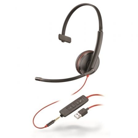 Auriculares Plantronics Blackwire C3215/ con Micrófono/ Jack 3.5/ USB/ Negros