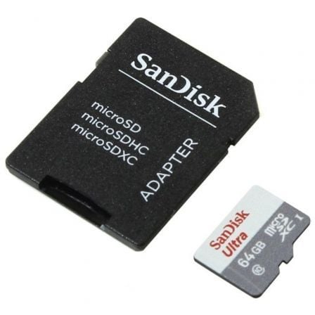 Tarjeta de Memoria SanDisk Ultra 64GB microSD XC con Adaptador/ Clase 10/ 100MB/s