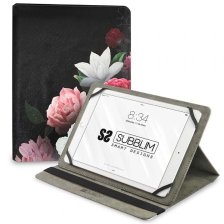 Funda Subblim Trendy Case Rosas para Tablet de 11'/ Negra