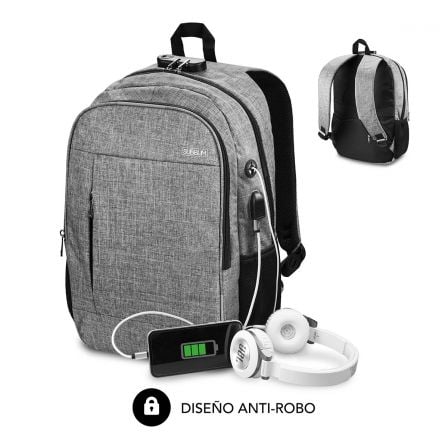 Mochila Subblim Urban Lock para Portátiles hasta 16'/ Puerto USB/ Antirrobo