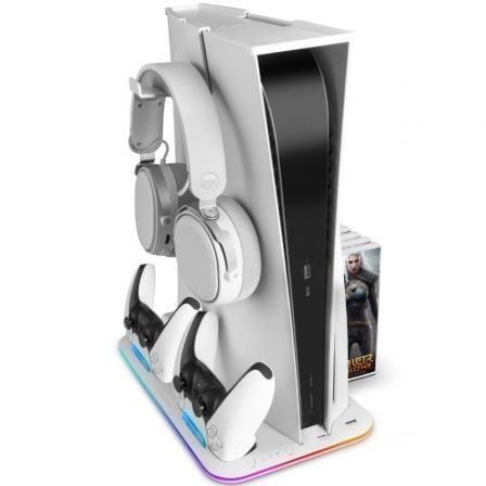 Soporte Multifunción RGB para PS5 Mars Gaming MPS5-B/ Blanco