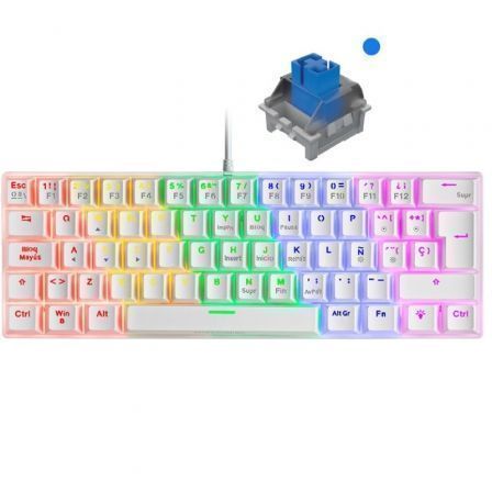 Teclado Gaming Mecánico Mars Gaming MK60WBES/ Switch Azul/ Blanco