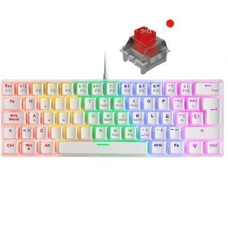 Teclado Gaming Mecánico Mars Gaming MK60WRES/ Switch Rojo/ Blanco