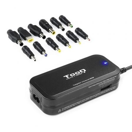 Cargador de Portátil TooQ TQLC-90BS02M/ 90W/ Manual/ 12 Conectores/ Voltaje 15-24V/ 1 USB