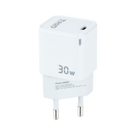 Cargador de Pared TooQ TQWC-GANPD30WT/ 1xUSB Tipo-C/ 30W