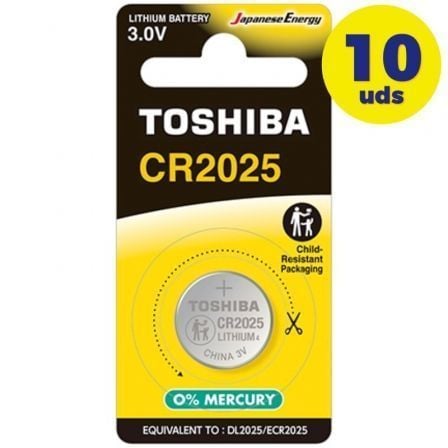 Pack de 10 Pilas de Botón Toshiba CR2025 CP-1C/ 3V