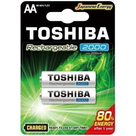 Pack de 2 Pilas AA Toshiba Rechargeable/ 1.2V/ Recargables