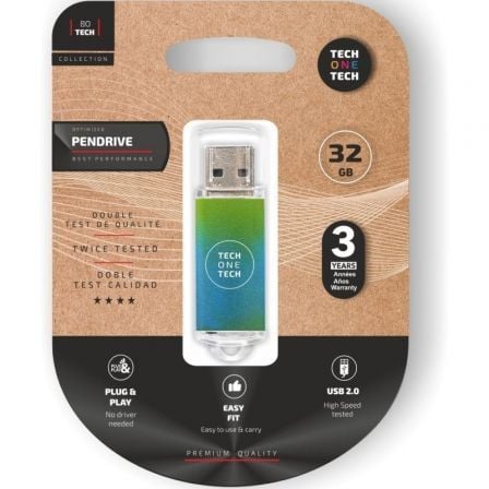 Pendrive 32GB Tech One Tech Be Ocean USB 2.0/ Verde Degradado