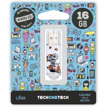 Pendrive 16GB Tech One Tech Calavera Moto USB 2.0