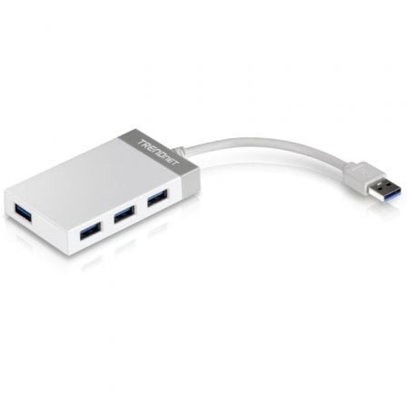 Hub USB 3.0 Trendnet TU3-H4E/ 4xUSB/ Blanco y Gris