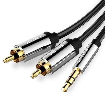 Cable Estéreo Vention BCFBF/ Jack 3.5 Macho - 2x RCA Macho/ 1m/ Negro