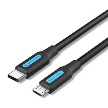 Cable USB 2.0 Tipo-C Vention COVBF/ USB Tipo-C Macho - MicroUSB Macho/ Hasta 10W/ 480Mbps/ 1m/ Negro