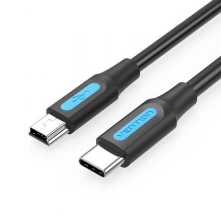 Cable USB 2.0 Tipo-C Vention COWBF/ USB Tipo-C Macho - MiniUSB Macho/ Hasta 10W/ 480Mbps/ 1m/ Negro