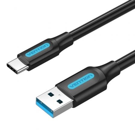 Cable USB 3.0 Tipo-C Vention COZBC/ USB Macho - USB Tipo-C Macho/ Hasta 60W/ 5Gbps/ 25cm/ Negro