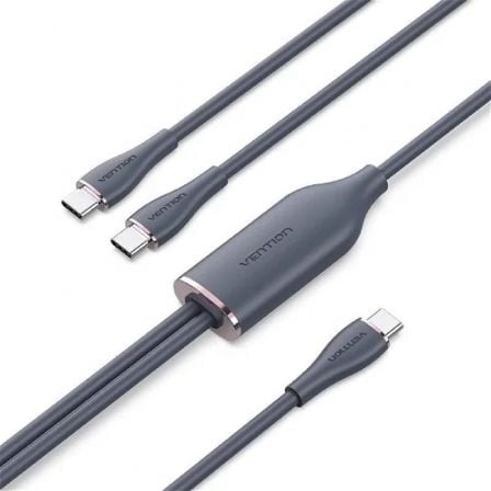 Cable USB Tipo-C Vention CTMBG/ USB Tipo-C Macho - 2 x USB Tipo-C Macho/ Hasta 100W/ 480Mbps/ 1.5m/ Negro