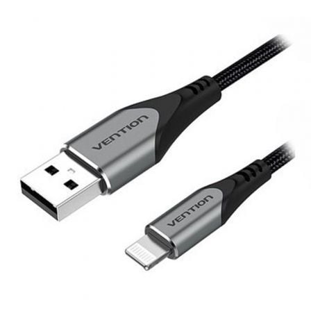 Cable USB 2.0 Lightning Vention LABHF/ USB Macho - Lightning Macho/ Hasta 12W/ 480Mbps/ 1m/ Gris