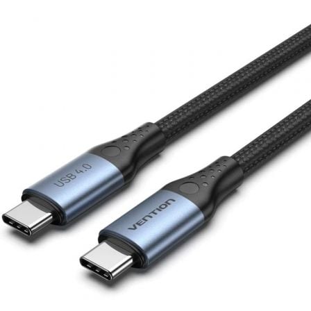 Cable USB 4.0 Tipo-C 5A Vention TAVHF/ USB Tipo-C Macho - USB Tipo-C Macho/ Hasta 240W/ 40Gbps/ 1m/ Gris