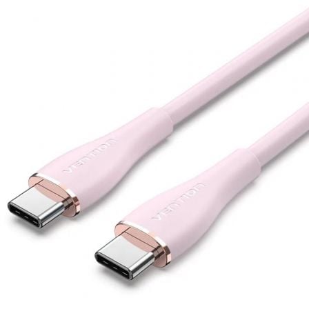 Cable USB 2.0 Tipo-C Vention TAWPF/ USB Tipo-C Macho - USB Tipo-C Macho/ Hasta 100W/ 480Mbps/ 1m/ Rosa