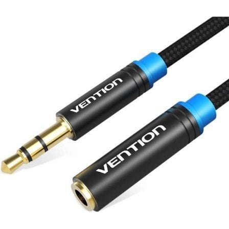 Cable Estéreo Vention VAB-B06-B100-M/ Jack 3.5 Macho - Jack 3.5 Hembra/ 1m/ Negro