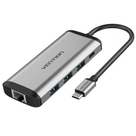 Docking USB Tipo-C Vention THAHB/ 1xHDMI/ 3xUSB/ 1xUSB Tipo-C PD/ 1xRJ45/ 1xLector tarjetas/ 1xAudio/ Gris