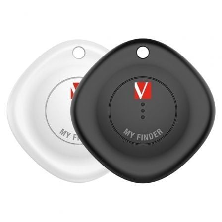 Localizador Verbatim My Finder Bluetooth Tracker MYF-02 compatible con Apple/ Incluye Llavero y Pila/ Negro y Blanco/ Pack de 2