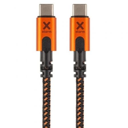 Cable USB Tipo-C Xtorm CXX005/ USB Tipo-C Macho - USB Tipo-C Macho/ Hasta 100W/ 10Gbps/ 1.5m/ Naranja y Negro