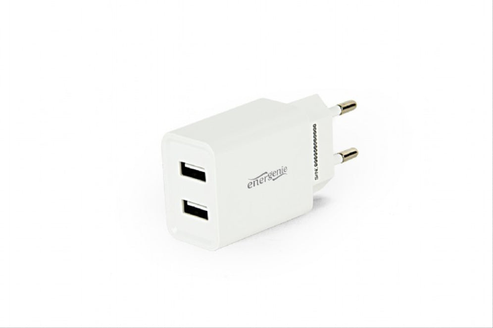 CARGADOR USB UNIVERSAL GEMBIRD DE 2 PUERTOS, 2,1 A, BLANCO