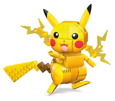 Figura mattel mega construx construye y muestra pikachu