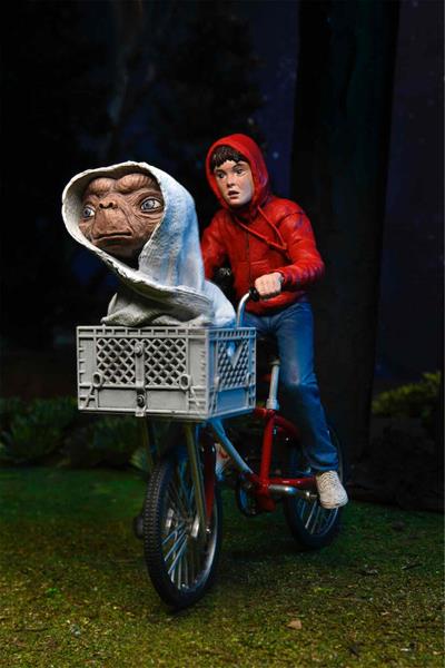 Figura neca e.t. el extraterre elliott y e.t. en bicicleta 40 aniversario 13 cm