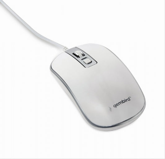 RATON GEMBIRD WIRED OPTICAL MOUSE USB WHITE SILVER