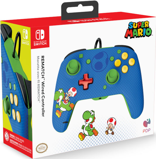 PDP REMATCH WIRED CONTROLLER SUPER MARIO TOAD & YOSHI (SWITCH/LITE/OLED)