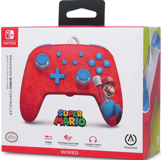 POWER A ENHANCED WIRED CONTROLLER WOO-HOO! MARIO (ROJO)