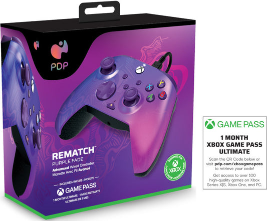 PDP REMATCH WIRED CONTROLLER PURPLE FADE + GAME PASS 1 MES (XBONE)