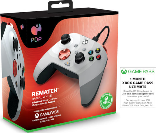 PDP REMATCH WIRED CONTROLLER RADIAL WHITE + GAME PASS 1 MES (XBONE)