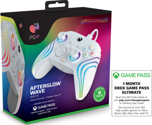 PDP AFTERGLOW WAVE WIRED CONTROLLER WHITE (BLANCO) + GAME PASS 1 MES (XBONE)